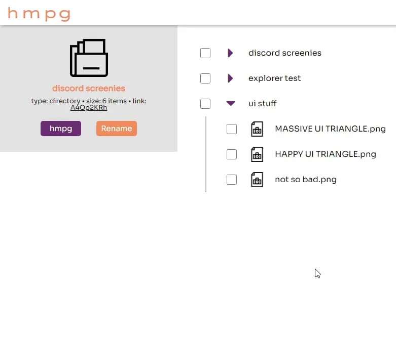 A screenshot of an unfinished website, including a file browser and metadata previewer