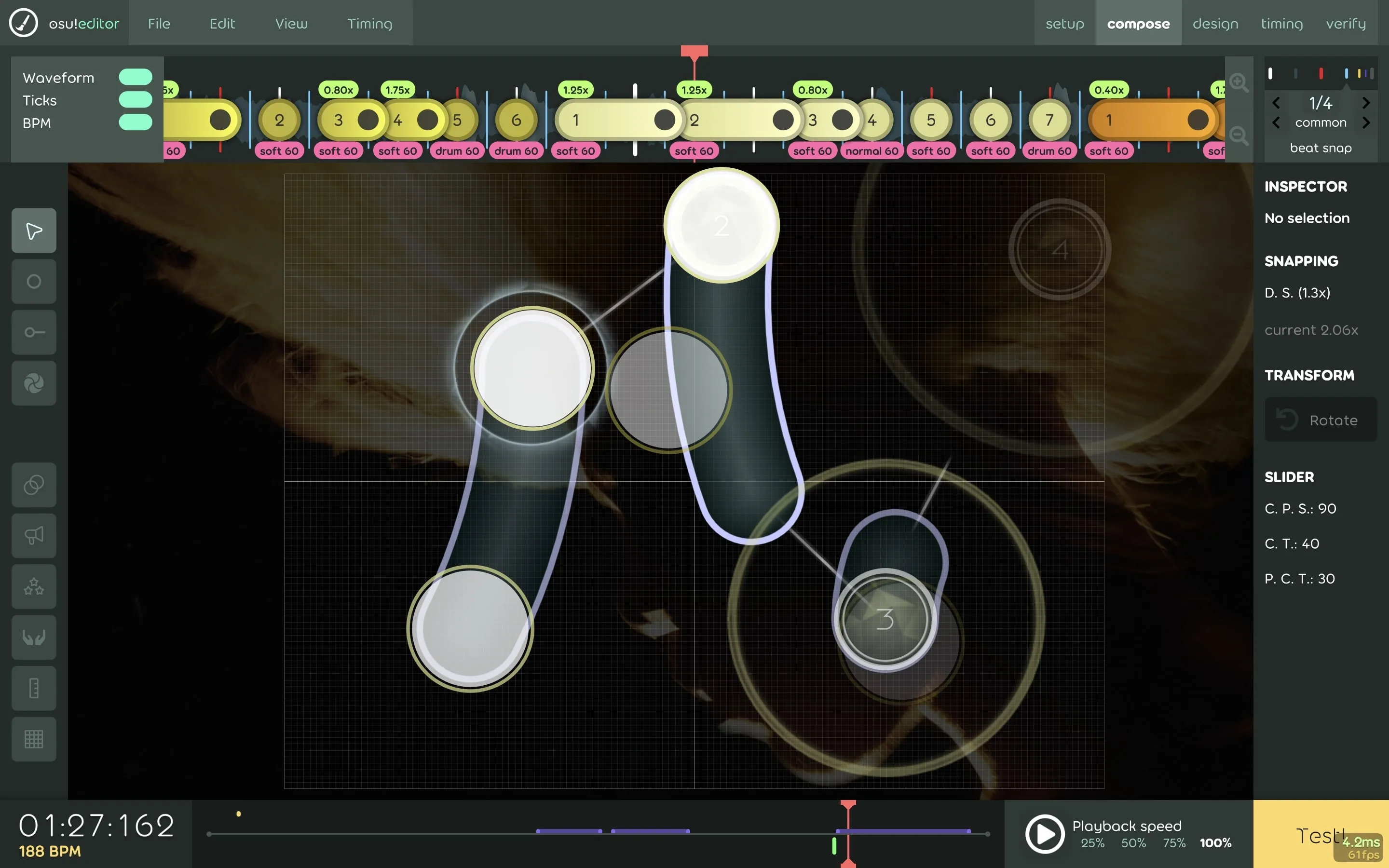 A screenshot of the osu! editor
